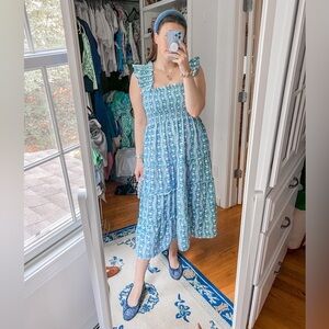 Hill House Ellie Nap Dress Blue Trailing Vines - size M